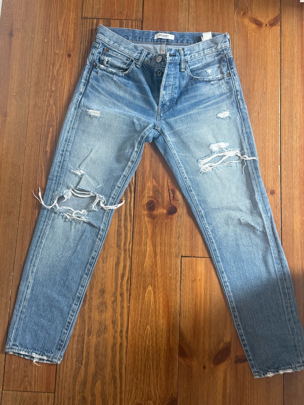 Moussy Light Blue Ripped Skinny Jeans